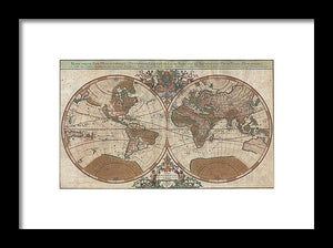 Old 1691 Map Of The World - Framed Print