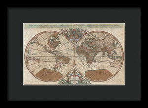 Old 1691 Map Of The World - Framed Print