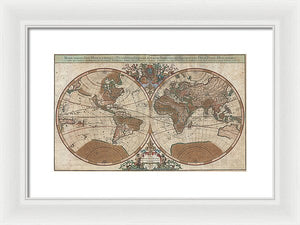 Old 1691 Map Of The World - Framed Print