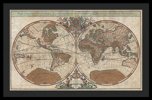 Old 1691 Map Of The World - Framed Print