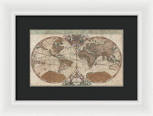 Old 1691 Map Of The World - Framed Print