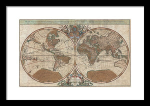 Old 1691 Map Of The World - Framed Print