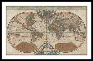 Old 1691 Map Of The World - Framed Print