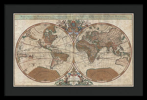 Old 1691 Map Of The World - Framed Print