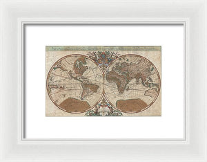 Old 1691 Map Of The World - Framed Print