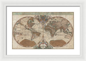 Old 1691 Map Of The World - Framed Print