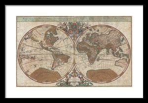 Old 1691 Map Of The World - Framed Print