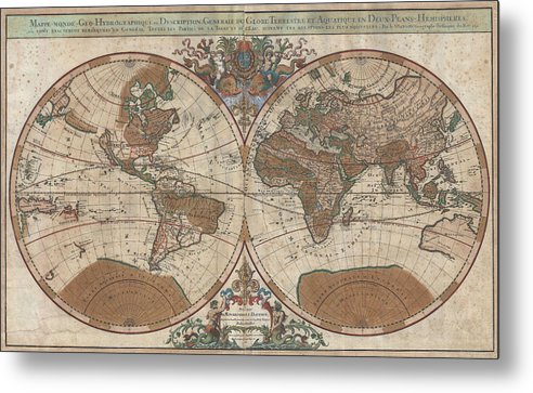 Old 1691 Map Of The World - Metal Print