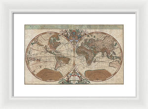 Old 1691 Map Of The World - Framed Print