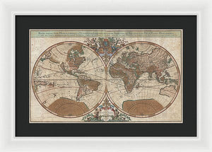 Old 1691 Map Of The World - Framed Print