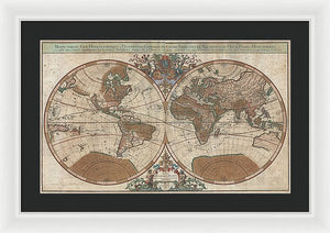 Old 1691 Map Of The World - Framed Print