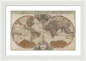 Old 1691 Map Of The World - Framed Print