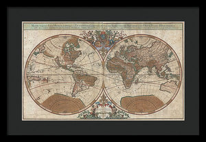 Old 1691 Map Of The World - Framed Print