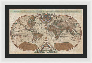 Old 1691 Map Of The World - Framed Print