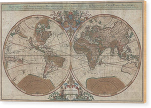 Old 1691 Map Of The World - Wood Print