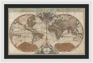 Old 1691 Map Of The World - Framed Print