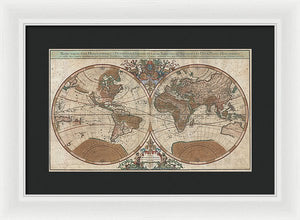 Old 1691 Map Of The World - Framed Print