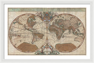 Old 1691 Map Of The World - Framed Print