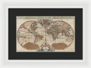 Old 1691 Map Of The World - Framed Print