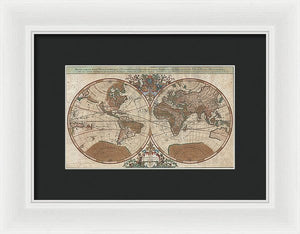 Old 1691 Map Of The World - Framed Print