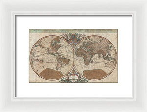 Old 1691 Map Of The World - Framed Print