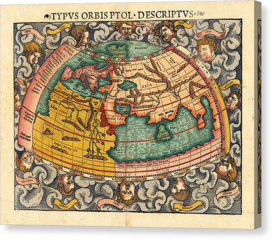 Old 16th Century Map Of The World - Canvas Print