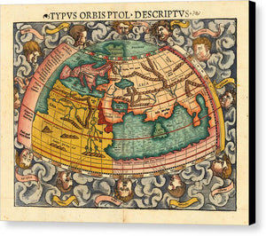 Old 16th Century Map Of The World - Canvas Print