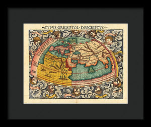 Old 16th Century Map Of The World - Framed Print