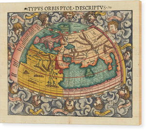 Old 16th Century Map Of The World - Wood Print