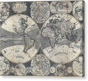 Old 1707 Map Of The World - Canvas Print