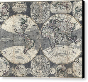 Old 1707 Map Of The World - Canvas Print