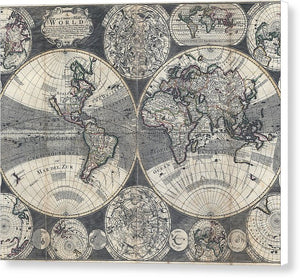 Old 1707 Map Of The World - Canvas Print