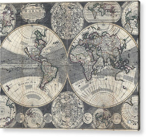 Old 1707 Map Of The World - Acrylic Print