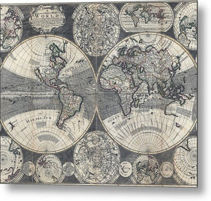 Old 1707 Map Of The World - Metal Print