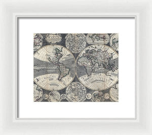 Old 1707 Map Of The World - Framed Print