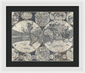 Old 1707 Map Of The World - Framed Print