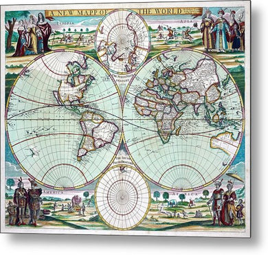 1702 Map Of The World - Metal Print