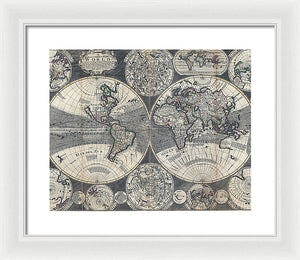 Old 1707 Map Of The World - Framed Print