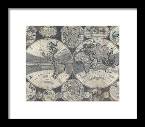 Old 1707 Map Of The World - Framed Print