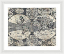 Load image into Gallery viewer, Old 1707 Map Of The World - Framed Print