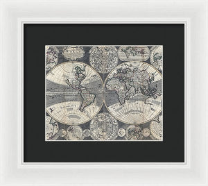 Old 1707 Map Of The World - Framed Print