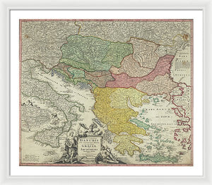 Old Map Of Europe 1720 - Framed Print