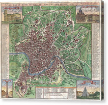 Load image into Gallery viewer, Old 1721 Map Of Rome - Canvas Print