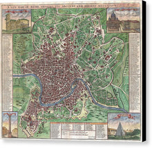 Load image into Gallery viewer, Old 1721 Map Of Rome - Canvas Print