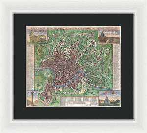 Old 1721 Map Of Rome - Framed Print