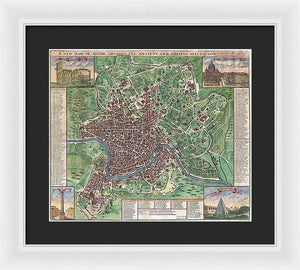 Old 1721 Map Of Rome - Framed Print