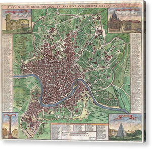 Old 1721 Map Of Rome - Acrylic Print