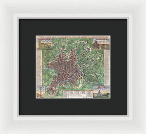 Old 1721 Map Of Rome - Framed Print