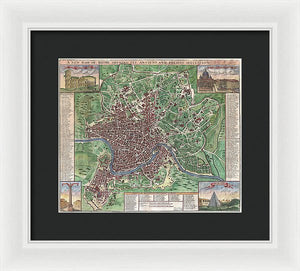 Old 1721 Map Of Rome - Framed Print