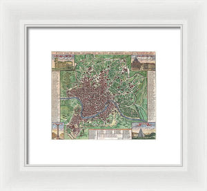 Old 1721 Map Of Rome - Framed Print